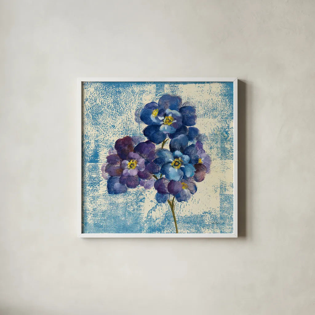 Jewel Flower VII by Silvia Vassileva. Shown in a crisp white glass frame for a clean and minimalist style. Available as an archival giclee rolled canvas, fine art paper, or poster print. SKU 61026a.