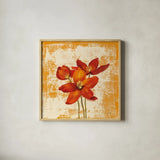 Jewel Flower VIII by Silvia Vassileva. Shown in a natural wood glass frame for a timeless modern aesthetic. Available as an archival giclee rolled canvas, fine art paper, or poster print. SKU 38338a.