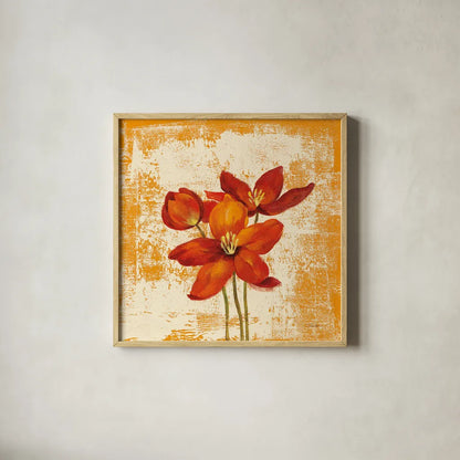 Jewel Flower VIII by Silvia Vassileva. Shown in a natural wood glass frame for a timeless modern aesthetic. Available as an archival giclee rolled canvas, fine art paper, or poster print. SKU 38338a.