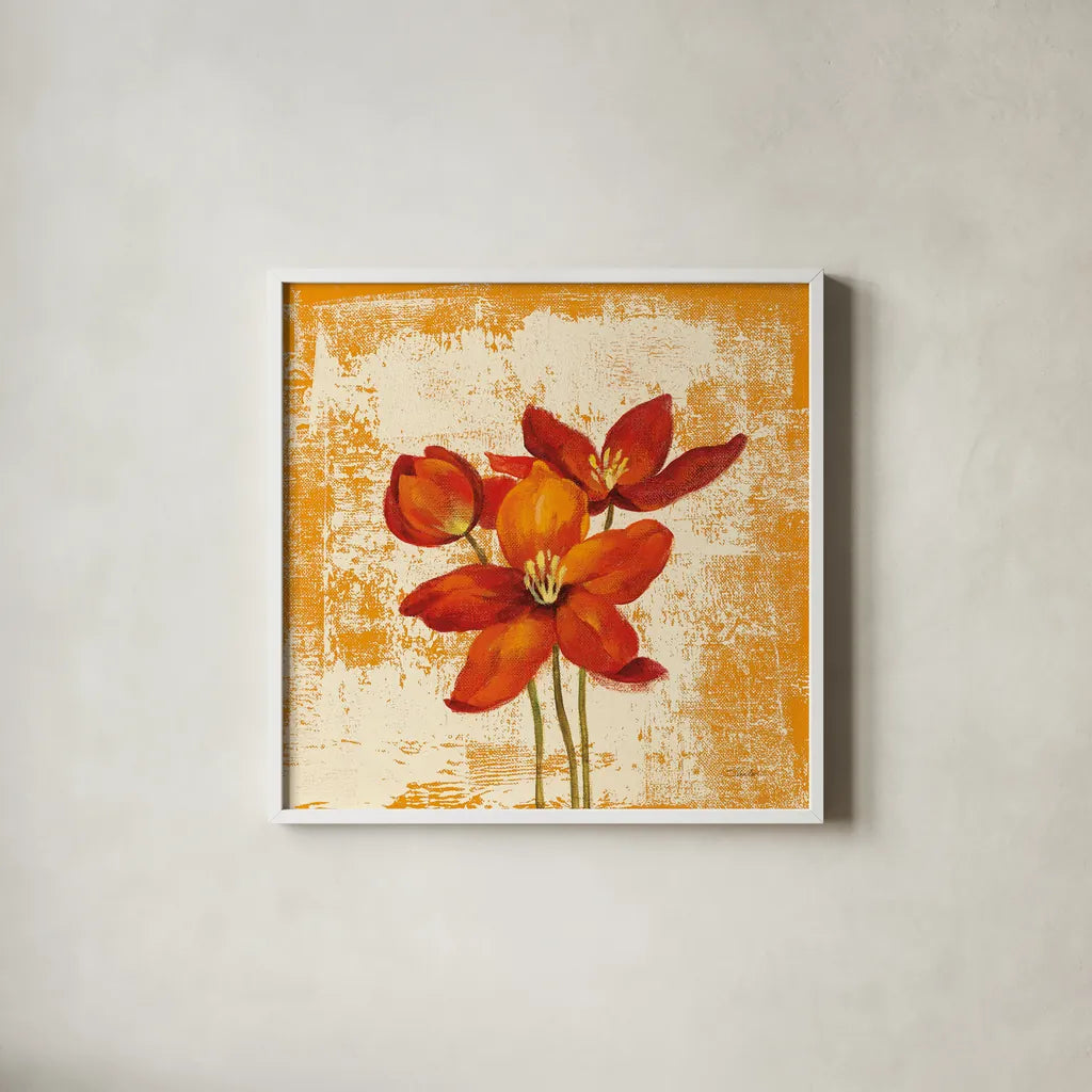 Jewel Flower VIII by Silvia Vassileva. Shown in a crisp white glass frame for a clean and minimalist style. Available as an archival giclee rolled canvas, fine art paper, or poster print. SKU 38338a.