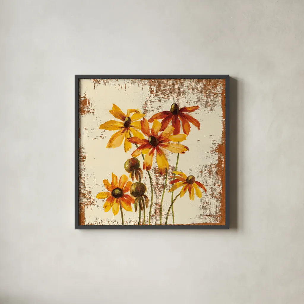 Jewel Flower X by Silvia Vassileva. Shown in a sleek black glass frame for a contemporary gallery look. Available as an archival giclee rolled canvas, fine art paper, or poster print. SKU 61027a.