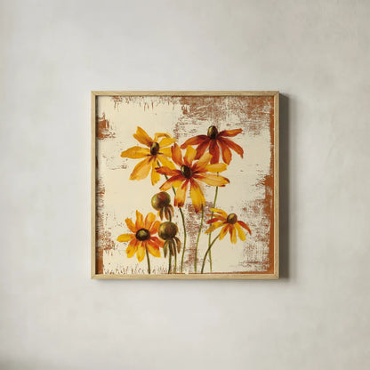 Jewel Flower X by Silvia Vassileva. Shown in a natural wood glass frame for a timeless modern aesthetic. Available as an archival giclee rolled canvas, fine art paper, or poster print. SKU 61027a.