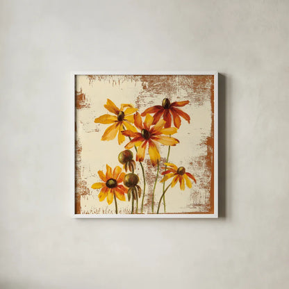 Jewel Flower X by Silvia Vassileva. Shown in a crisp white glass frame for a clean and minimalist style. Available as an archival giclee rolled canvas, fine art paper, or poster print. SKU 61027a.