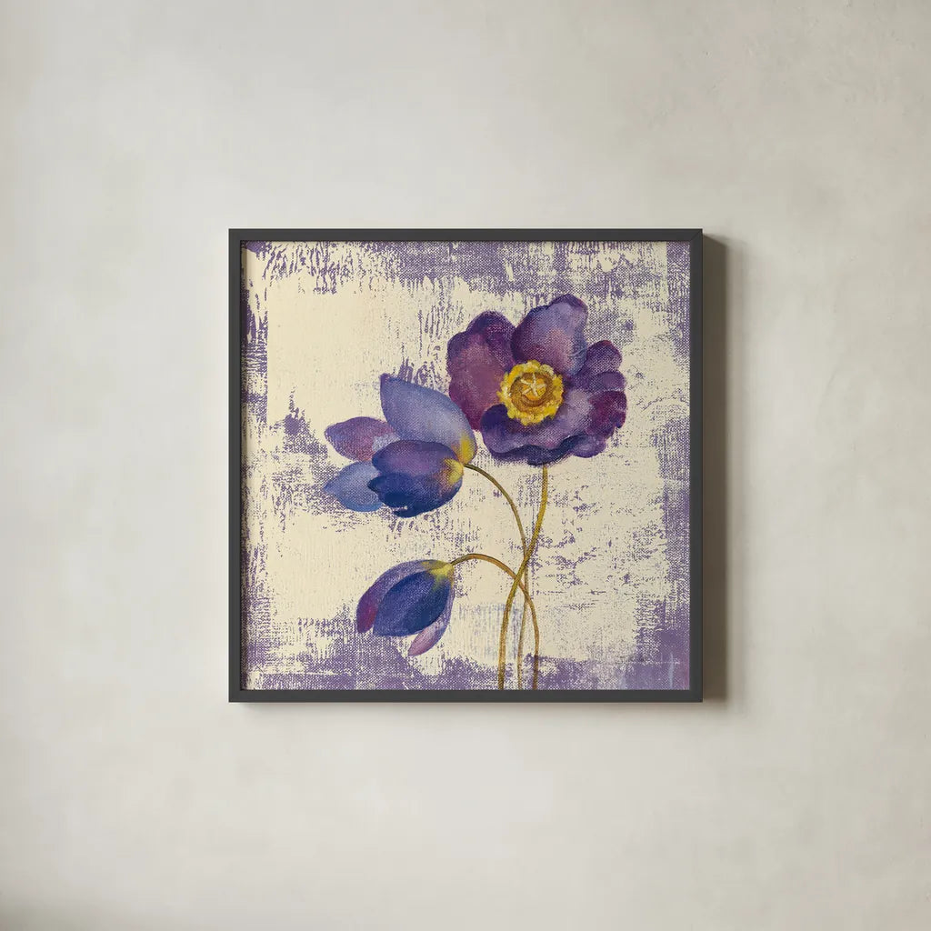 Jewel Flower XI by Silvia Vassileva. Shown in a sleek black glass frame for a contemporary gallery look. Available as an archival giclee rolled canvas, fine art paper, or poster print. SKU 61028a.