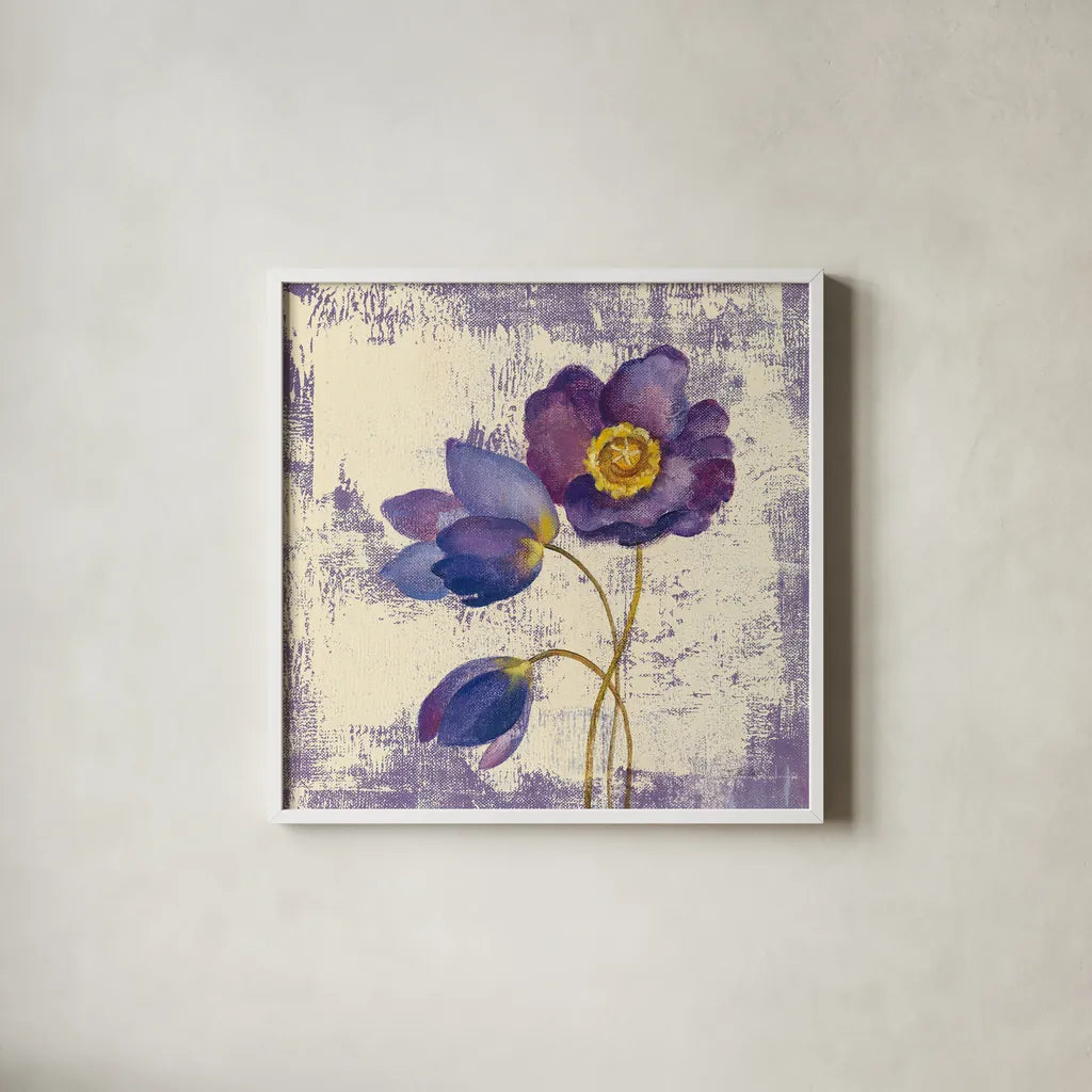 Jewel Flower XI by Silvia Vassileva. Shown in a crisp white glass frame for a clean and minimalist style. Available as an archival giclee rolled canvas, fine art paper, or poster print. SKU 61028a.
