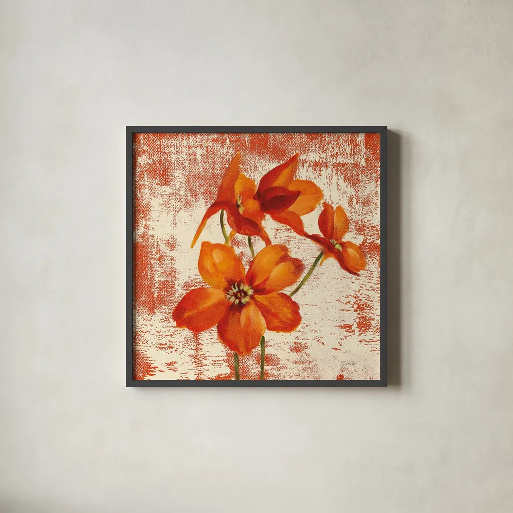 Jewel Flower XII by Silvia Vassileva. Shown in a sleek black glass frame for a contemporary gallery look. Available as an archival giclee rolled canvas, fine art paper, or poster print. SKU 61029a.