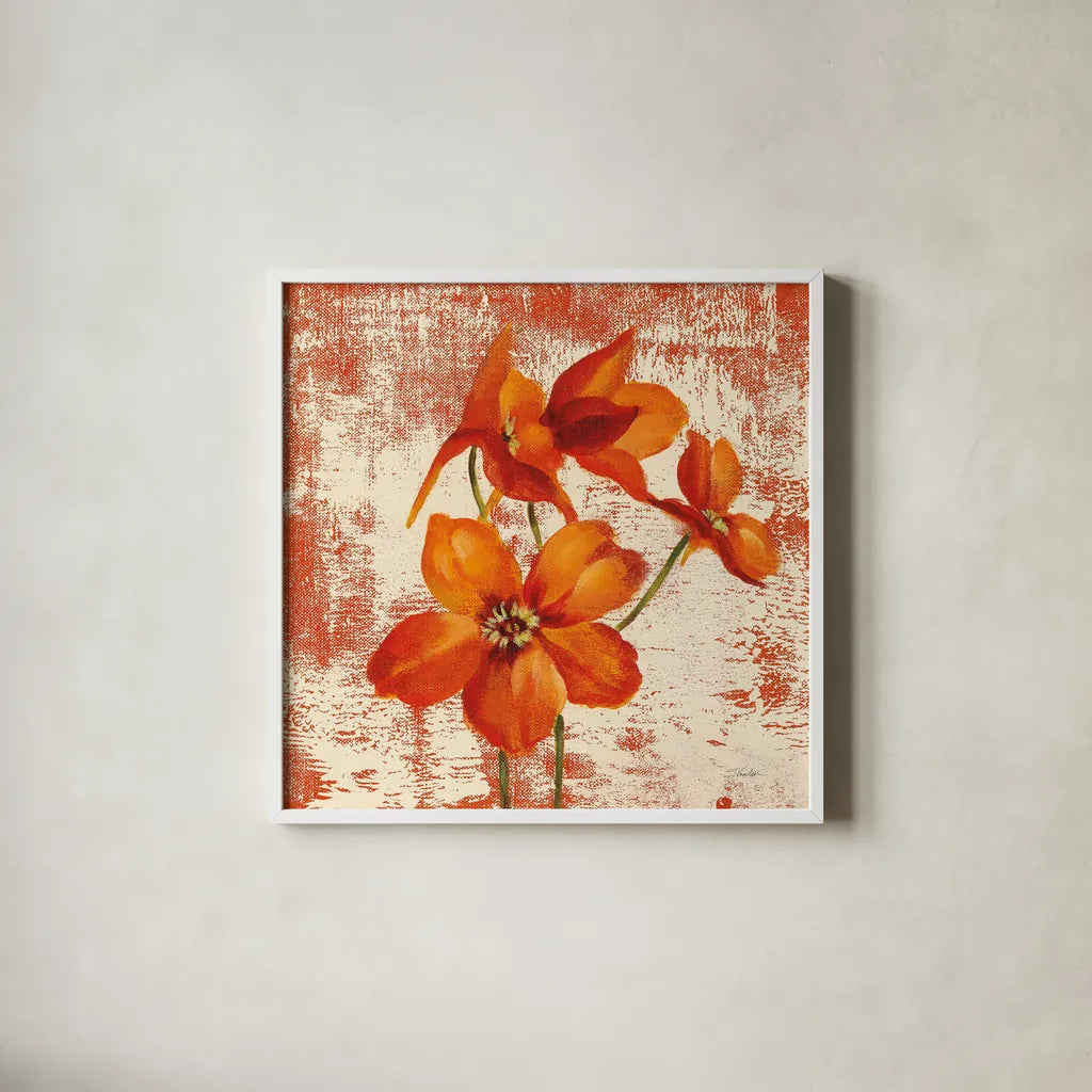 Jewel Flower XII by Silvia Vassileva. Shown in a crisp white glass frame for a clean and minimalist style. Available as an archival giclee rolled canvas, fine art paper, or poster print. SKU 61029a.