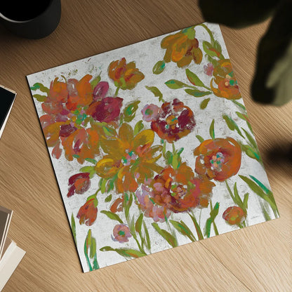 July Garden Trio III on White by Silvia Vassileva. Shown as a detailed flat fine art print, highlighting archival giclee quality. Available as an archival giclee rolled canvas, fine art paper, or poster print. SKU 26413a.