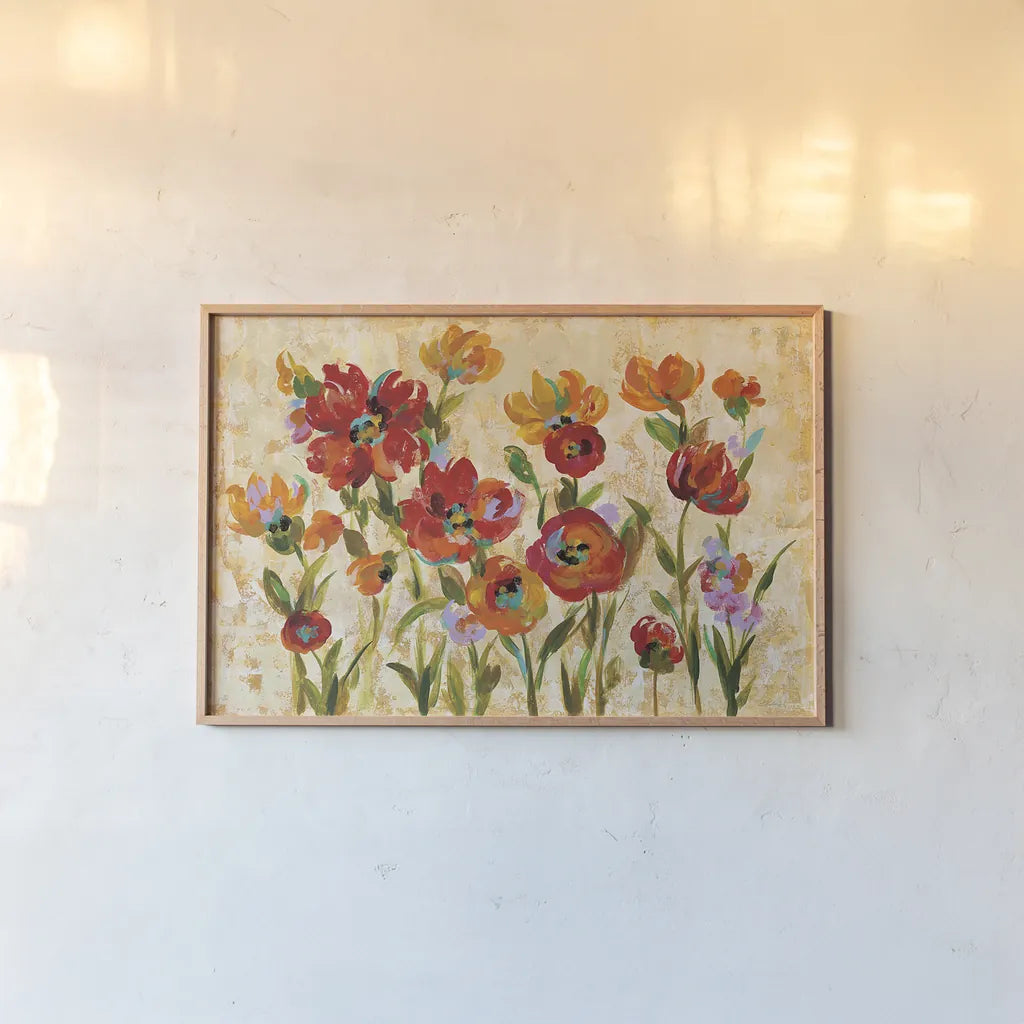 July in the Garden I by Silvia Vassileva. shown as a paper print in a natural frame. Available as a archival giclee rolled canvas, fine art paper, or poster print. SKU 28076i.