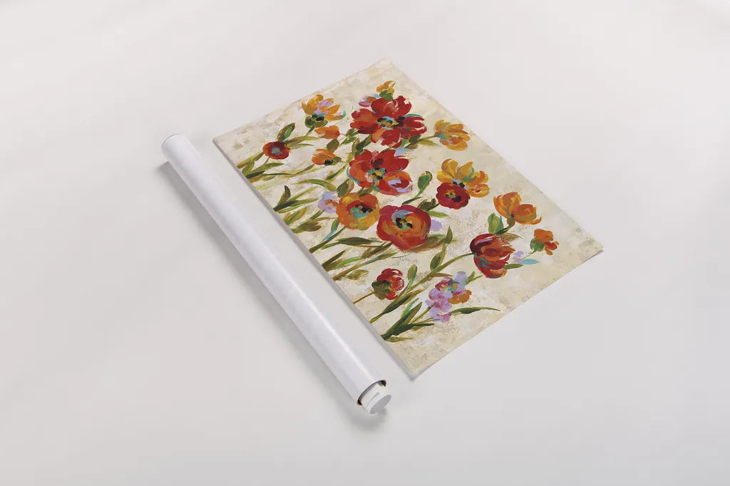 July in the Garden I Cream by Silvia Vassileva. shown as a rolled paper print. Available as archival giclee rolled canvas, fine art paper, or poster print. SKU 28610i.