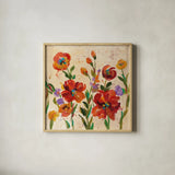 July in the Garden II by Silvia Vassileva. Shown in a natural wood glass frame for a timeless modern aesthetic. Available as an archival giclee rolled canvas, fine art paper, or poster print. SKU 28077a.