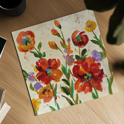 July in the Garden II Cream Crop by Silvia Vassileva. Shown as a detailed flat fine art print, highlighting archival giclee quality. Available as an archival giclee rolled canvas, fine art paper, or poster print. SKU 28611a.