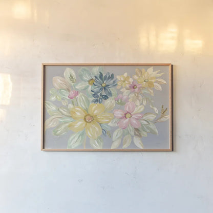 June Bloom Gray by Silvia Vassileva. shown as a paper print in a natural frame. Available as a archival giclee rolled canvas, fine art paper, or poster print. SKU 54345i.