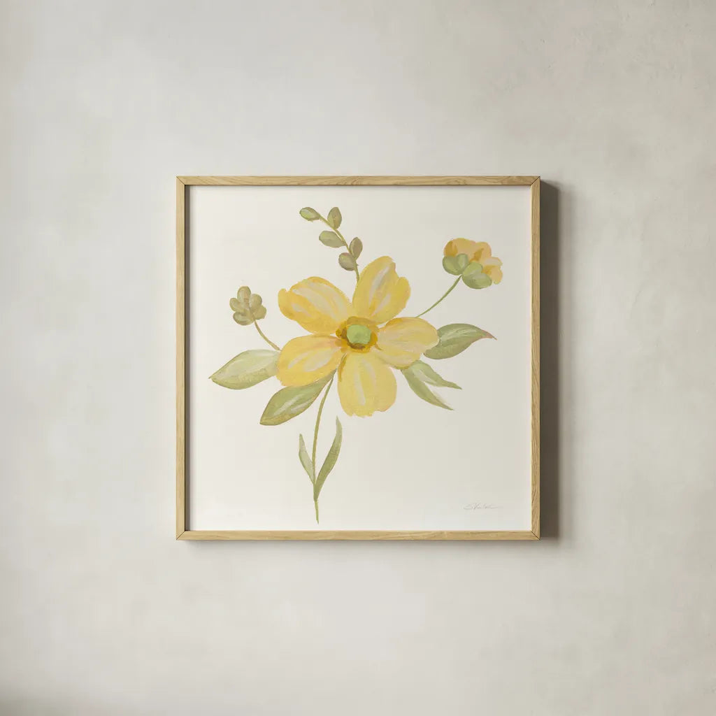 June Bloom II by Silvia Vassileva. Shown in a natural wood glass frame for a timeless modern aesthetic. Available as an archival giclee rolled canvas, fine art paper, or poster print. SKU 45938a.
