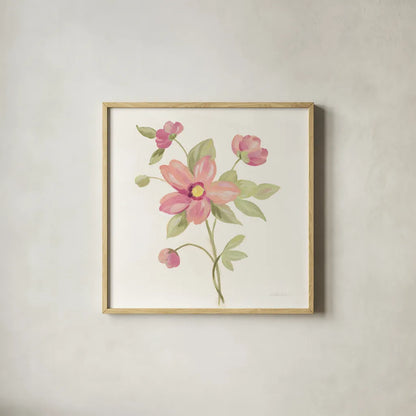 June Bloom III by Silvia Vassileva. Shown in a natural wood glass frame for a timeless modern aesthetic. Available as an archival giclee rolled canvas, fine art paper, or poster print. SKU 45939a.