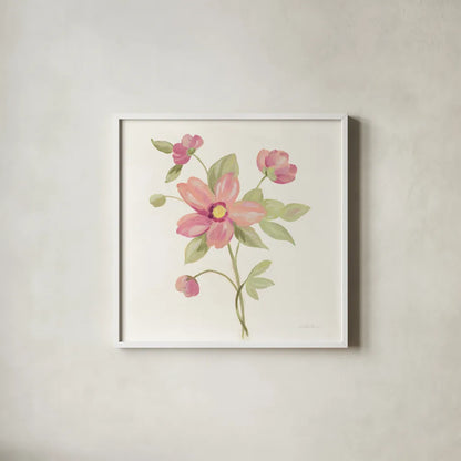 June Bloom III by Silvia Vassileva. Shown in a crisp white glass frame for a clean and minimalist style. Available as an archival giclee rolled canvas, fine art paper, or poster print. SKU 45939a.