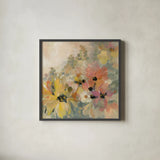 June Flower Bed by Silvia Vassileva. Shown in a sleek black glass frame for a contemporary gallery look. Available as an archival giclee rolled canvas, fine art paper, or poster print. SKU 55657a.