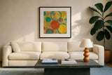 Kaleidoscope III by Silvia Vassileva. Displayed in a glass frame with matte in a clean modern living room. Available as an archival giclee rolled canvas, fine art paper, or poster print. SKU 10213a.