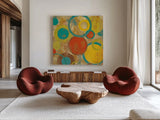 Kaleidoscope III by Silvia Vassileva. Shown as extra-large giant wall art in a modern living room. Available as an archival giclee rolled canvas, fine art paper, or poster print. SKU 10213a.