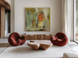 Kyoto Street by Silvia Vassileva. Shown as extra-large giant wall art in a modern living room. Available as an archival giclee rolled canvas, fine art paper, or poster print. SKU 48497a.