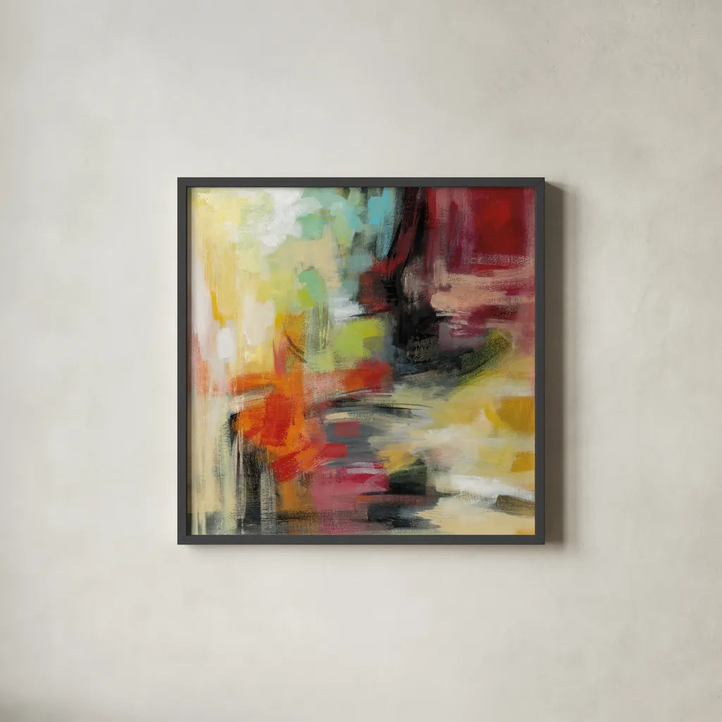 Kyoto Summer by Silvia Vassileva. Shown in a sleek black glass frame for a contemporary gallery look. Available as an archival giclee rolled canvas, fine art paper, or poster print. SKU 49258a.