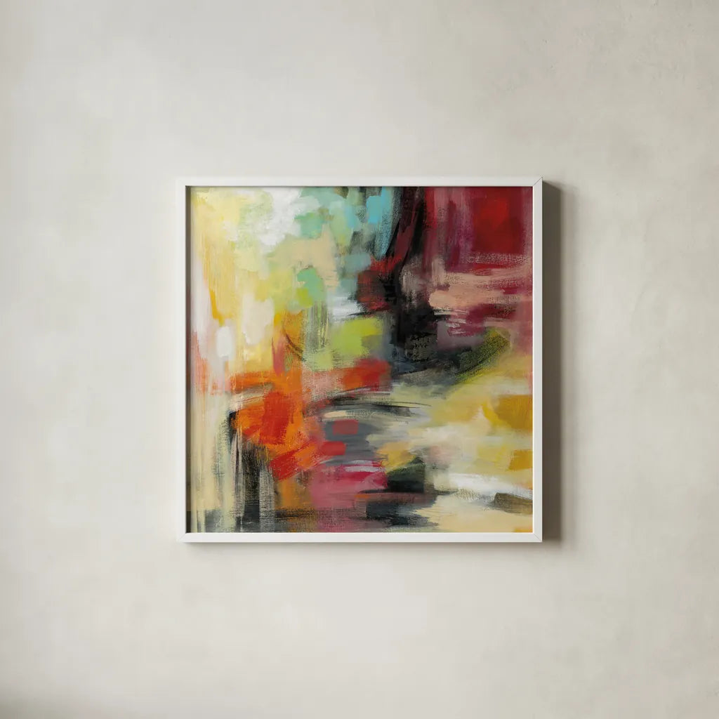 Kyoto Summer by Silvia Vassileva. Shown in a crisp white glass frame for a clean and minimalist style. Available as an archival giclee rolled canvas, fine art paper, or poster print. SKU 49258a.