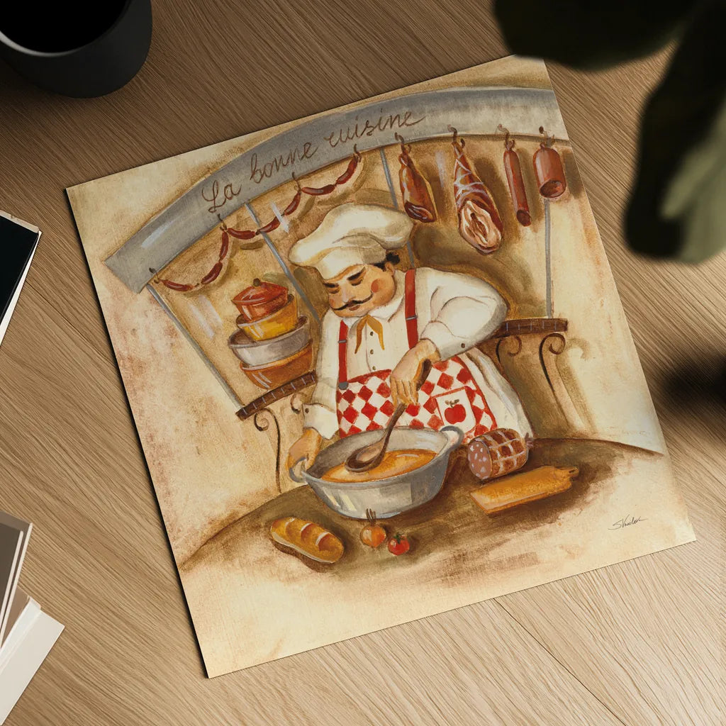 La Bonne Cuisine by Silvia Vassileva. Shown as a detailed flat fine art print, highlighting archival giclee quality. Available as an archival giclee rolled canvas, fine art paper, or poster print. SKU 19175a.