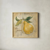 La Poire by Silvia Vassileva. Shown in a natural wood glass frame for a timeless modern aesthetic. Available as an archival giclee rolled canvas, fine art paper, or poster print. SKU 9869a.