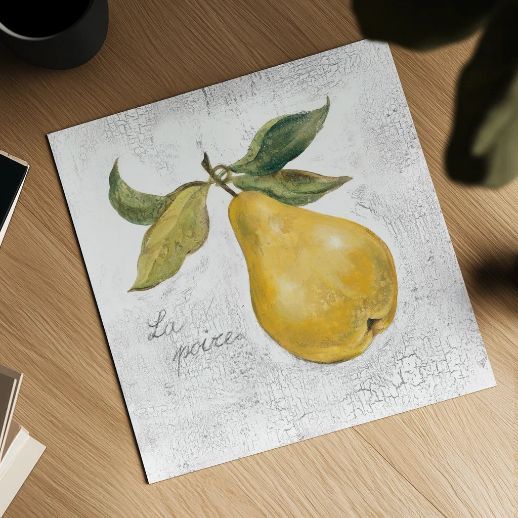 La Poire on White by Silvia Vassileva. Shown as a detailed flat fine art print, highlighting archival giclee quality. Available as an archival giclee rolled canvas, fine art paper, or poster print. SKU 51429a.