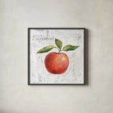 La Pomme on White by Silvia Vassileva. Shown in a sleek black glass frame for a contemporary gallery look. Available as an archival giclee rolled canvas, fine art paper, or poster print. SKU 51428a.
