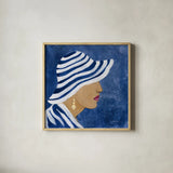 Lady with Hat I by Silvia Vassileva. Shown in a natural wood glass frame for a timeless modern aesthetic. Available as an archival giclee rolled canvas, fine art paper, or poster print. SKU 67915a.