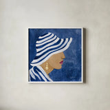 Lady with Hat I by Silvia Vassileva. Shown in a crisp white glass frame for a clean and minimalist style. Available as an archival giclee rolled canvas, fine art paper, or poster print. SKU 67915a.