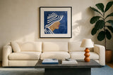 Lady with Hat I by Silvia Vassileva. Displayed in a glass frame with matte in a clean modern living room. Available as an archival giclee rolled canvas, fine art paper, or poster print. SKU 67915a.