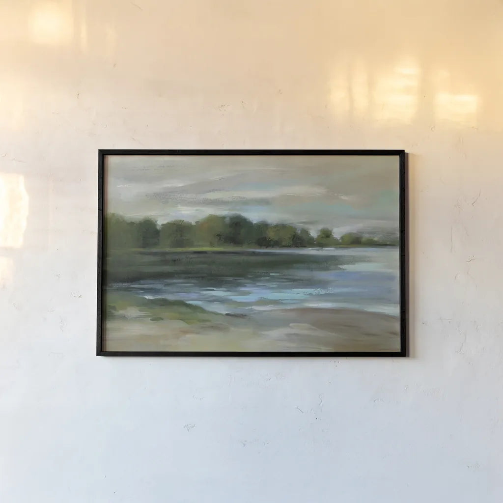 Lake Afternoon Stillness by Silvia Vassileva. shown as a paper print in a black flame. Available as a archival giclee rolled canvas, fine art paper, or poster print. SKU 35311i.