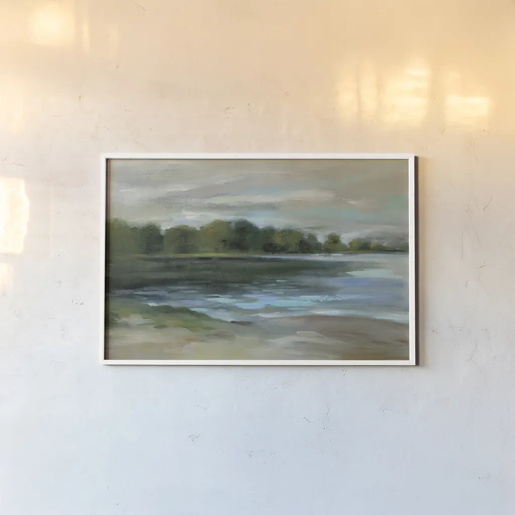 Lake Afternoon Stillness by Silvia Vassileva. shown as a paper print in a white frame. Available as a archival giclee rolled canvas, fine art paper, or poster print. SKU 35311i.