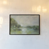 Lakeside Fog by Silvia Vassileva. shown as a paper print in a black flame. Available as a archival giclee rolled canvas, fine art paper, or poster print. SKU 69155i.