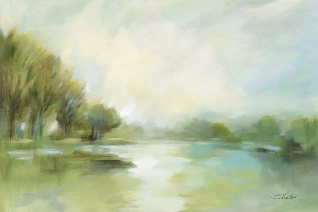 Lakeside Fog Sage by Silvia Vassileva. SKU 70714i. Archival Giclee Fine art print for wall decor.