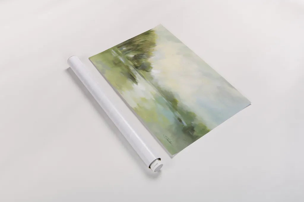 Lakeside Fog Sage by Silvia Vassileva. shown as a rolled paper print. Available as archival giclee rolled canvas, fine art paper, or poster print. SKU 70714i.
