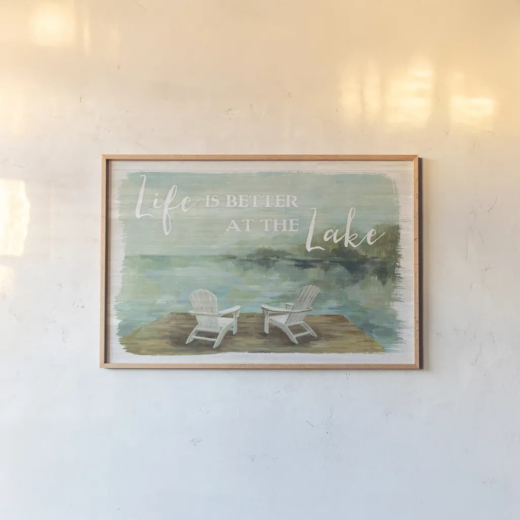 Lakeside Retreat I by Silvia Vassileva. shown as a paper print in a natural frame. Available as a archival giclee rolled canvas, fine art paper, or poster print. SKU 58907i.