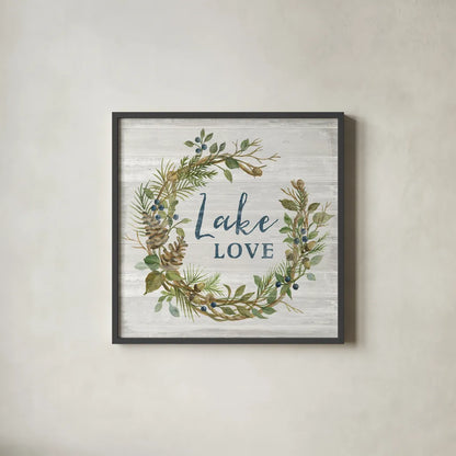 Lakeside Retreat IV by Silvia Vassileva. Shown in a sleek black glass frame for a contemporary gallery look. Available as an archival giclee rolled canvas, fine art paper, or poster print. SKU 58910a.