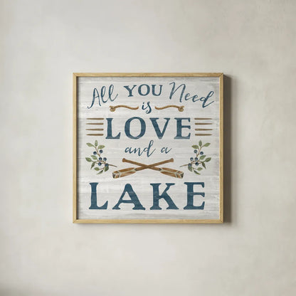 Lakeside Retreat VI by Silvia Vassileva. Shown in a natural wood glass frame for a timeless modern aesthetic. Available as an archival giclee rolled canvas, fine art paper, or poster print. SKU 58912a.