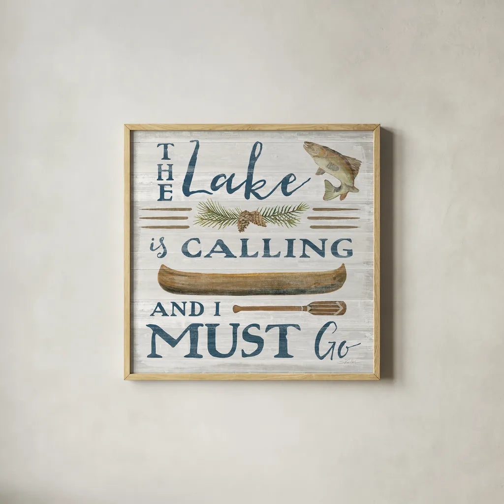 Lakeside Retreat VIII by Silvia Vassileva. Shown in a natural wood glass frame for a timeless modern aesthetic. Available as an archival giclee rolled canvas, fine art paper, or poster print. SKU 58914a.