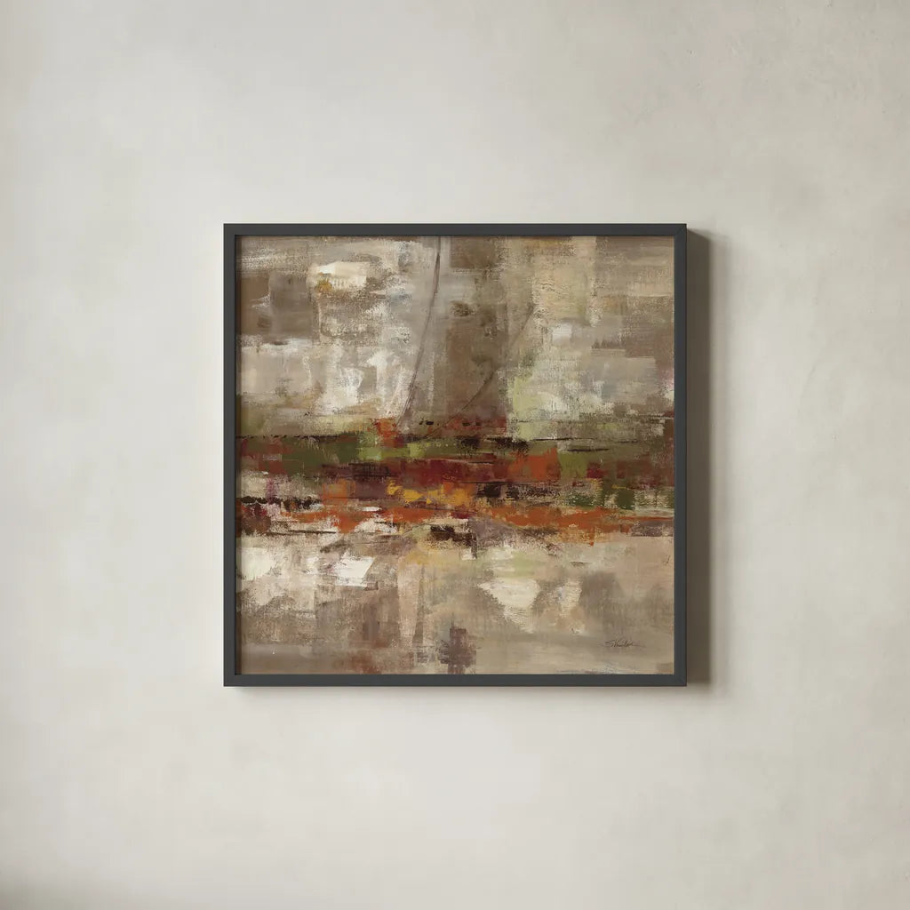 Landing by Silvia Vassileva. Shown in a sleek black glass frame for a contemporary gallery look. Available as an archival giclee rolled canvas, fine art paper, or poster print. SKU 10593a.
