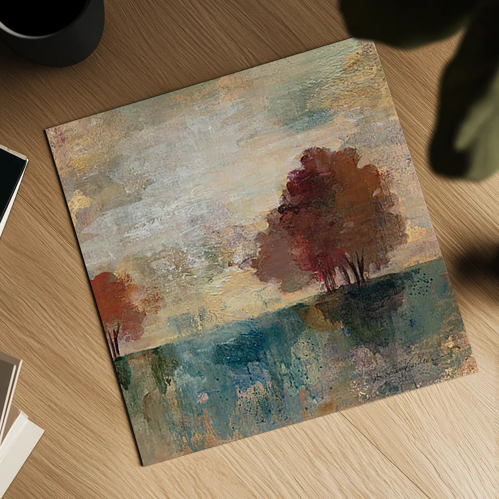 Landscape Monotype I by Silvia Vassileva. Shown as a detailed flat fine art print, highlighting archival giclee quality. Available as an archival giclee rolled canvas, fine art paper, or poster print. SKU 20620a.