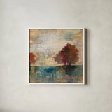 Landscape Monotype I by Silvia Vassileva. Shown in a crisp white glass frame for a clean and minimalist style. Available as an archival giclee rolled canvas, fine art paper, or poster print. SKU 20620a.