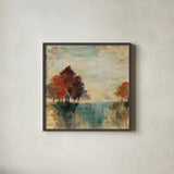 Landscape Monotype II by Silvia Vassileva. Shown in a sleek black glass frame for a contemporary gallery look. Available as an archival giclee rolled canvas, fine art paper, or poster print. SKU 18550a.