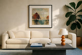 Landscape Monotype II by Silvia Vassileva. Displayed in a glass frame with matte in a clean modern living room. Available as an archival giclee rolled canvas, fine art paper, or poster print. SKU 18550a.