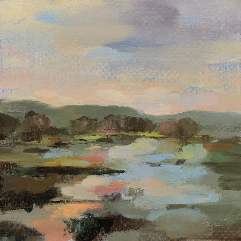 Landscape at Spring Dawn by Silvia Vassileva. SKU 104187a. Archival Giclee Fine art print for wall decor.