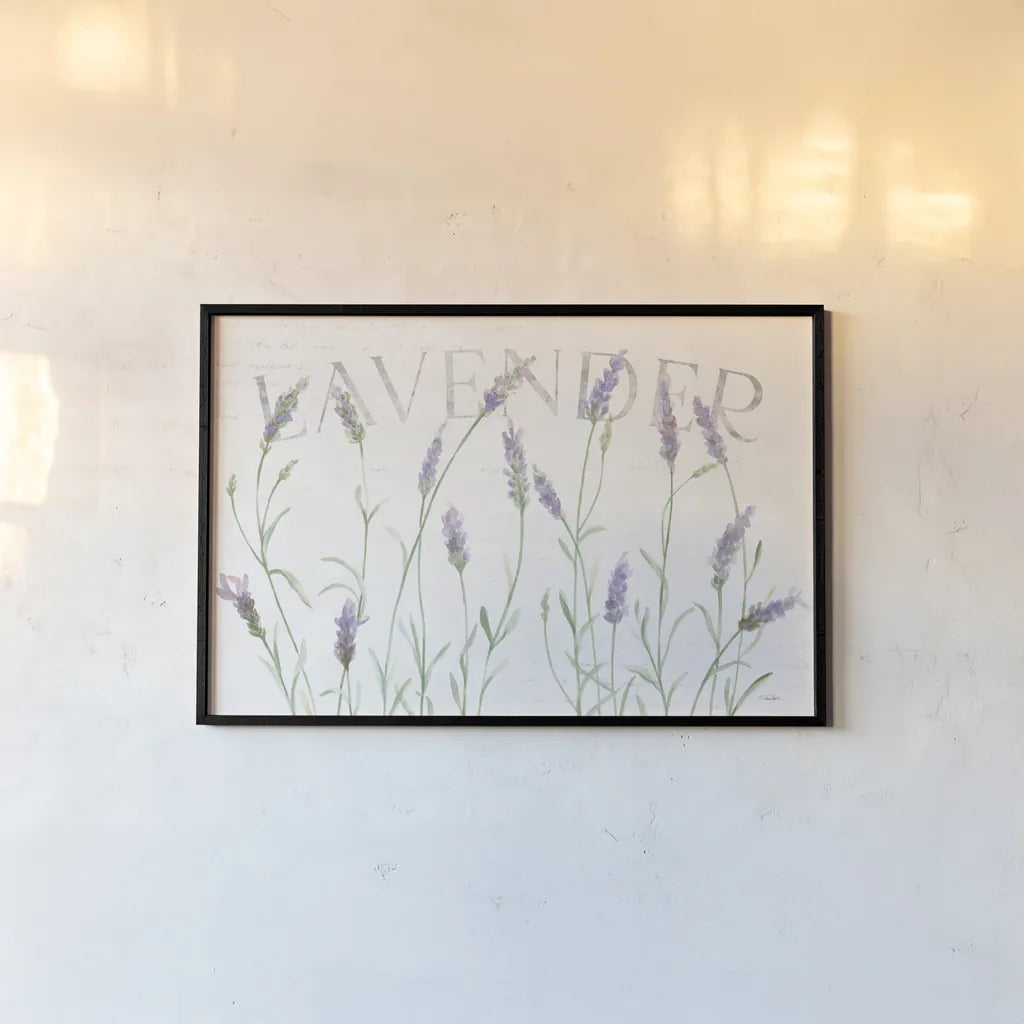 Lavender Fields I by Silvia Vassileva. shown as a paper print in a black flame. Available as a archival giclee rolled canvas, fine art paper, or poster print. SKU 95678i.