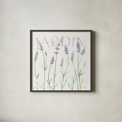 Lavender Fields III by Silvia Vassileva. Shown in a sleek black glass frame for a contemporary gallery look. Available as an archival giclee rolled canvas, fine art paper, or poster print. SKU 95680a.